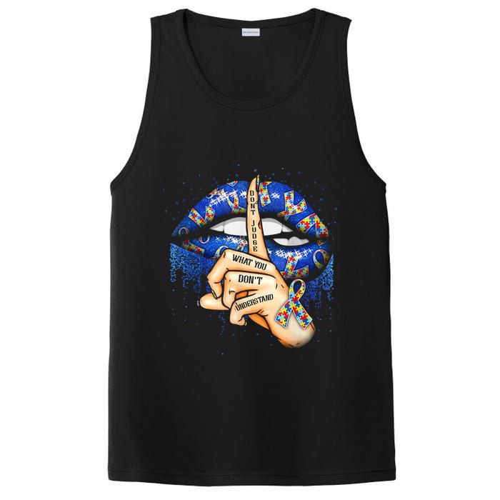 Don't Judge What You Don't Understand Autism Awareness Lips PosiCharge Competitor Tank