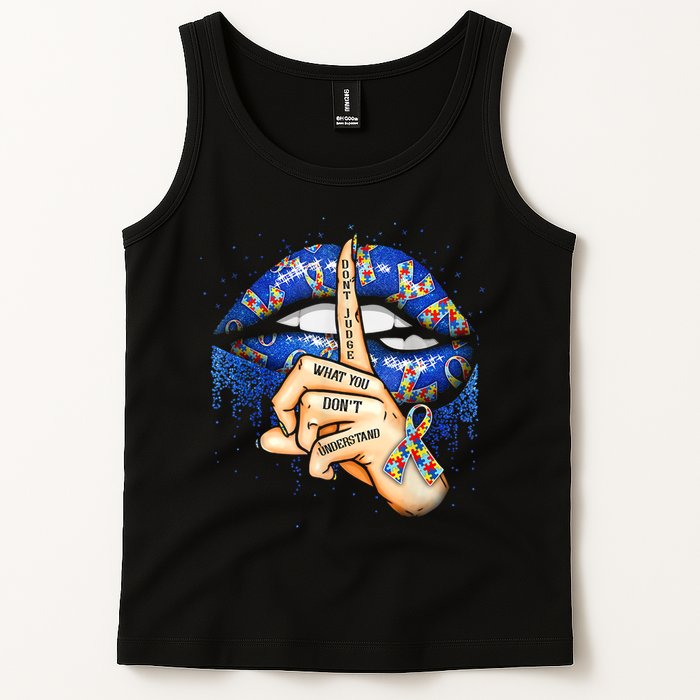 Don't Judge What You Don't Understand Autism Awareness Lips Tank Top