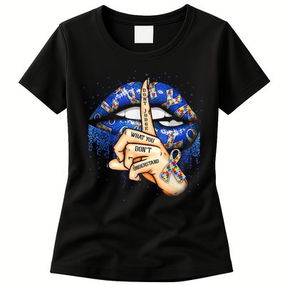 Don't Judge What You Don't Understand Autism Awareness Lips Womens T-Shirt