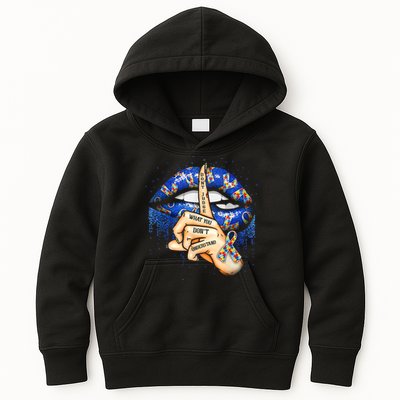 Don't Judge What You Don't Understand Autism Awareness Lips Kids Hoodie