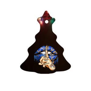 Don't Judge What You Don't Understand Autism Awareness Lips Ceramic Tree Ornament