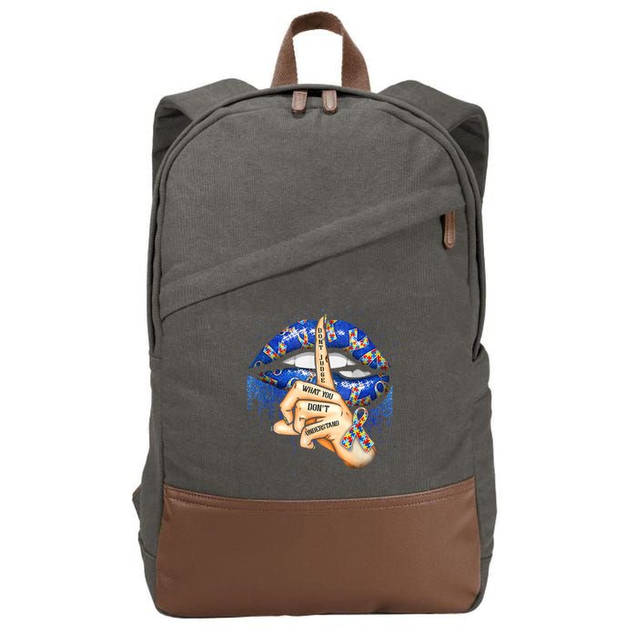 Don't Judge What You Don't Understand Autism Awareness Lips Cotton Canvas Backpack