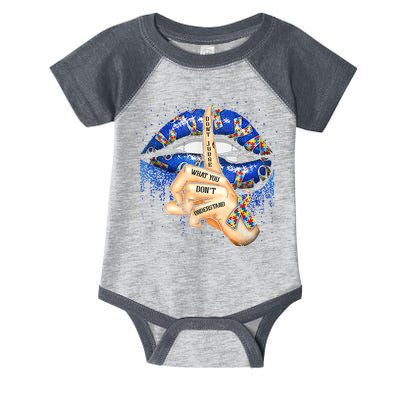 Don't Judge What You Don't Understand Autism Awareness Lips Infant Baby Jersey Bodysuit