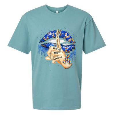 Don't Judge What You Don't Understand Autism Awareness Lips Sueded Cloud Jersey T-Shirt
