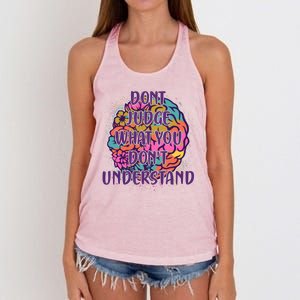 Dont Judge What You Dont Understand Mental Health Awareness Women's Knotted Racerback Tank