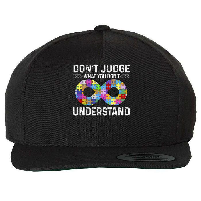 Dont Judge What You Dont Understand Autism Puzzle Wool Snapback Cap