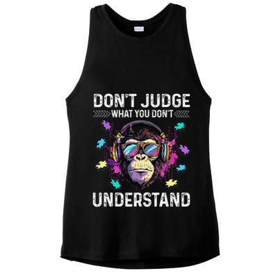 Dont Judge What You Dont Understand Autism Cute Gorilla Ladies PosiCharge Tri-Blend Wicking Tank
