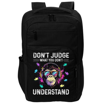 Dont Judge What You Dont Understand Autism Cute Gorilla Impact Tech Backpack