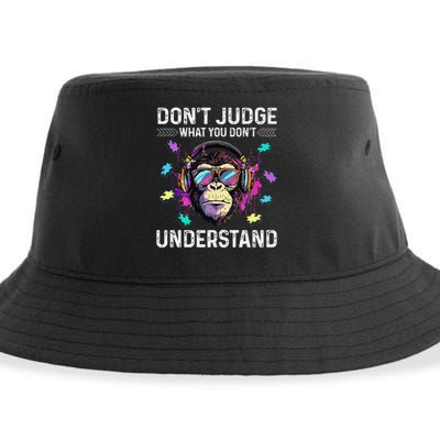 Dont Judge What You Dont Understand Autism Cute Gorilla Sustainable Bucket Hat