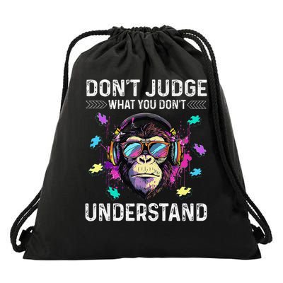 Dont Judge What You Dont Understand Autism Cute Gorilla Drawstring Bag