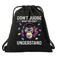 Dont Judge What You Dont Understand Autism Cute Gorilla Drawstring Bag