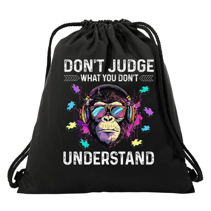 Dont Judge What You Dont Understand Autism Cute Gorilla Drawstring Bag