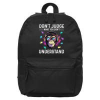 Dont Judge What You Dont Understand Autism Cute Gorilla 16 in Basic Backpack
