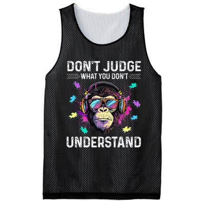 Dont Judge What You Dont Understand Autism Cute Gorilla Mesh Reversible Basketball Jersey Tank