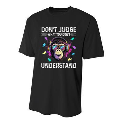 Dont Judge What You Dont Understand Autism Cute Gorilla Youth Performance Sprint T-Shirt