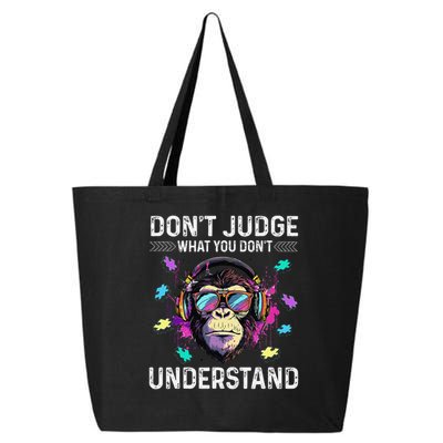 Dont Judge What You Dont Understand Autism Cute Gorilla 25L Jumbo Tote