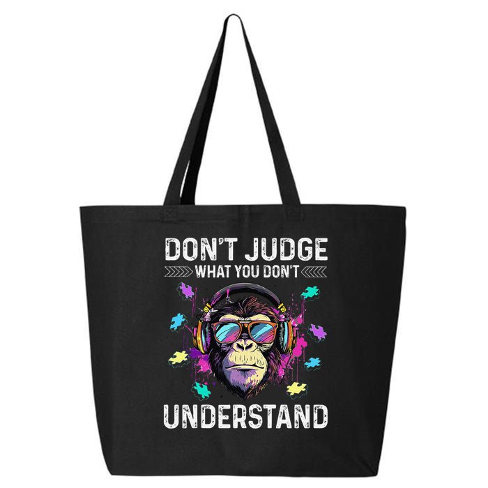Dont Judge What You Dont Understand Autism Cute Gorilla 25L Jumbo Tote