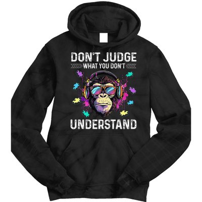Dont Judge What You Dont Understand Autism Cute Gorilla Tie Dye Hoodie
