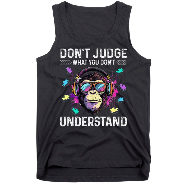 Dont Judge What You Dont Understand Autism Cute Gorilla Tank Top