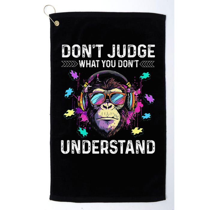 Dont Judge What You Dont Understand Autism Cute Gorilla Golf Towel