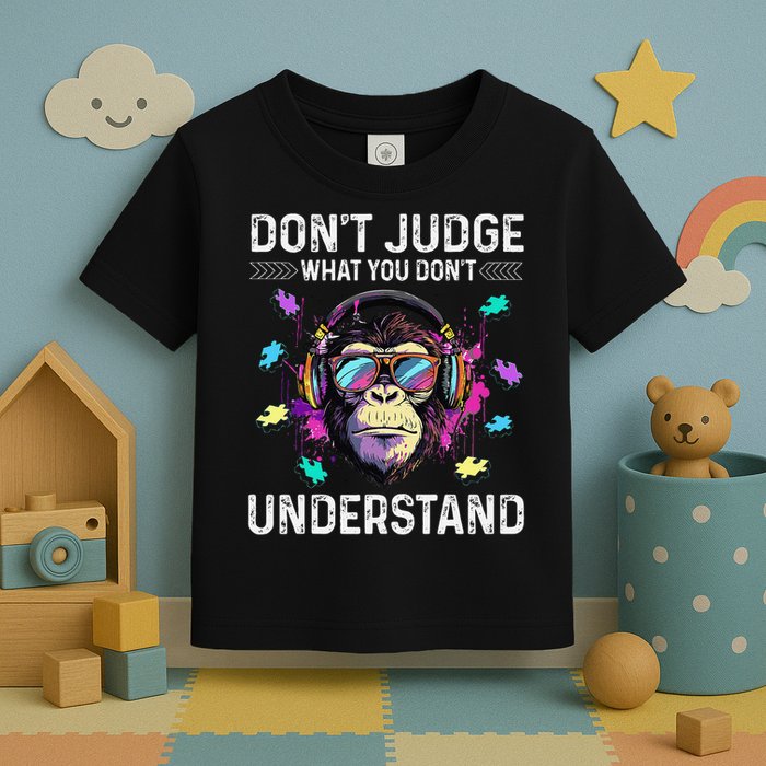 Dont Judge What You Dont Understand Autism Cute Gorilla Toddler T-Shirt