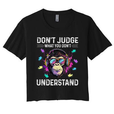 Dont Judge What You Dont Understand Autism Cute Gorilla Crop Top