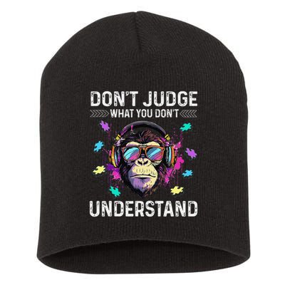 Dont Judge What You Dont Understand Autism Cute Gorilla Short Acrylic Beanie