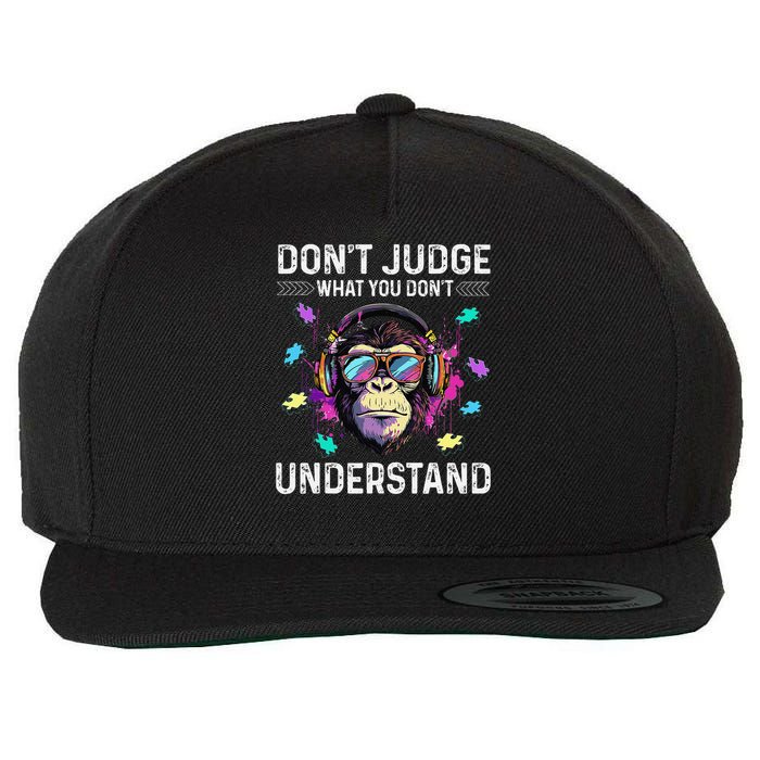 Dont Judge What You Dont Understand Autism Cute Gorilla Wool Snapback Cap