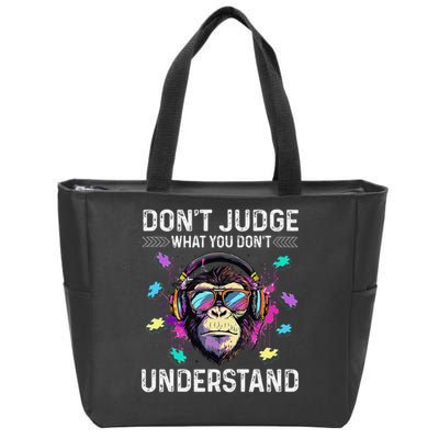 Dont Judge What You Dont Understand Autism Cute Gorilla Zip Tote Bag