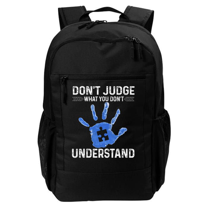 Dont Judge What You Dont Understand Autism Child Handprint Daily Commute Backpack