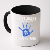 Dont Judge What You Dont Understand Autism Child Handprint Mug