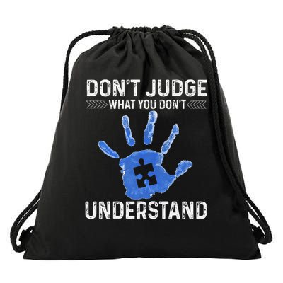 Dont Judge What You Dont Understand Autism Child Handprint Drawstring Bag