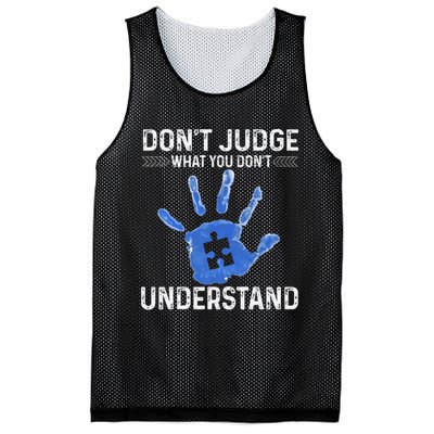 Dont Judge What You Dont Understand Autism Child Handprint Mesh Reversible Basketball Jersey Tank