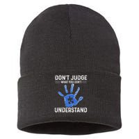 Dont Judge What You Dont Understand Autism Child Handprint Sustainable Knit Beanie