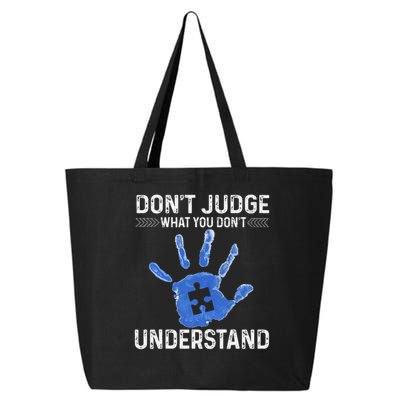 Dont Judge What You Dont Understand Autism Child Handprint 25L Jumbo Tote
