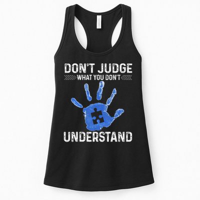 Dont Judge What You Dont Understand Autism Child Handprint Womens Tank Top