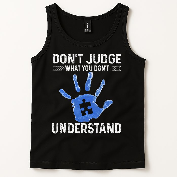 Dont Judge What You Dont Understand Autism Child Handprint Tank Top