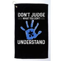 Dont Judge What You Dont Understand Autism Child Handprint Golf Towel