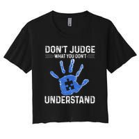 Dont Judge What You Dont Understand Autism Child Handprint Crop Top