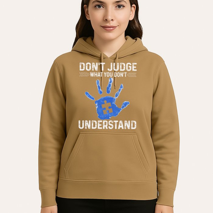 Dont Judge What You Dont Understand Autism Child Handprint Hoodie