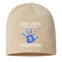 Dont Judge What You Dont Understand Autism Child Handprint Sustainable Beanie
