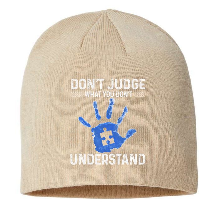 Dont Judge What You Dont Understand Autism Child Handprint Sustainable Beanie