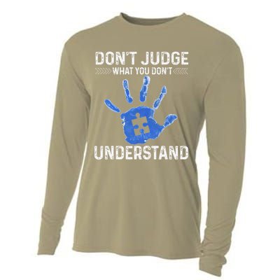 Dont Judge What You Dont Understand Autism Child Handprint Cooling Performance Long Sleeve Crew