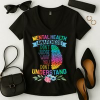 Dont Judge What You Dont Understand Mental Health Support Women's V-Neck T-Shirt