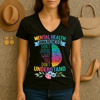 Dont Judge What You Dont Understand Mental Health Support Women's V-Neck T-Shirt