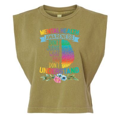 Dont Judge What You Dont Understand Mental Health Support Garment-Dyed Women's Muscle Tee