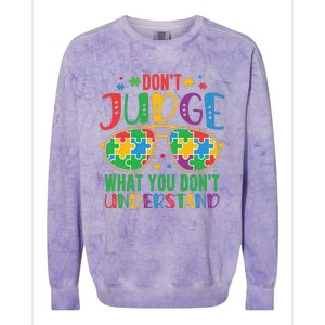 Don't Judge What You Don't' Understand Autism Awareness Month Colorblast Crewneck Sweatshirt