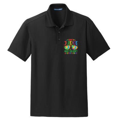 Don't Judge What You Don't' Understand Autism Awareness Month Dry Zone Grid Polo