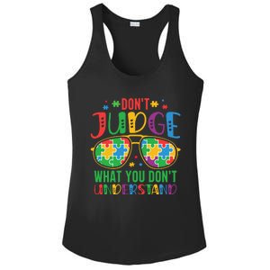 Don't Judge What You Don't' Understand Autism Awareness Month Ladies PosiCharge Competitor Racerback Tank