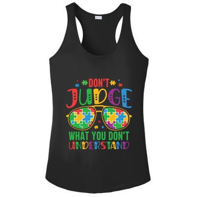 Don't Judge What You Don't' Understand Autism Awareness Month Ladies PosiCharge Competitor Racerback Tank